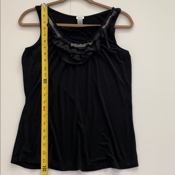 Women’s Black Tank with Beaded & Ruffled Neckline - Picture 6 of 8